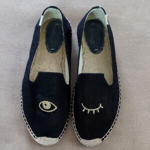 Soludos Collaboration with Jason Polan WINK Espadrilles in Black/Gold Size 11